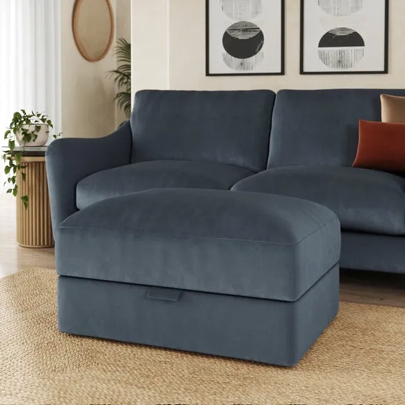 Hattie Matte Plush Velvet Storage Footstool 1