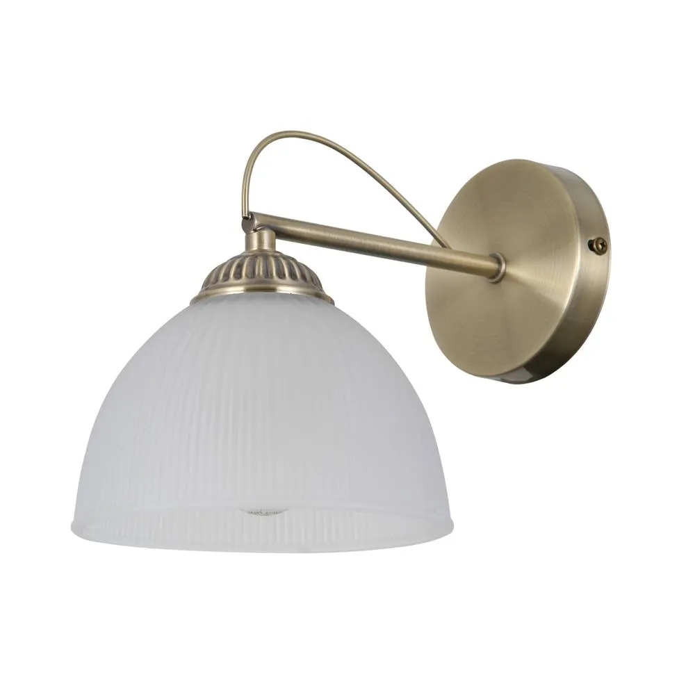 Netlighting Moreti Wall Lamp Antique Brass with White Glass Shade in Gold