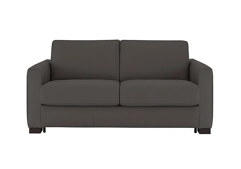 Alcova 2 Seater Leather Sofa Bed with Box Arms - Torello Grigio Scuro