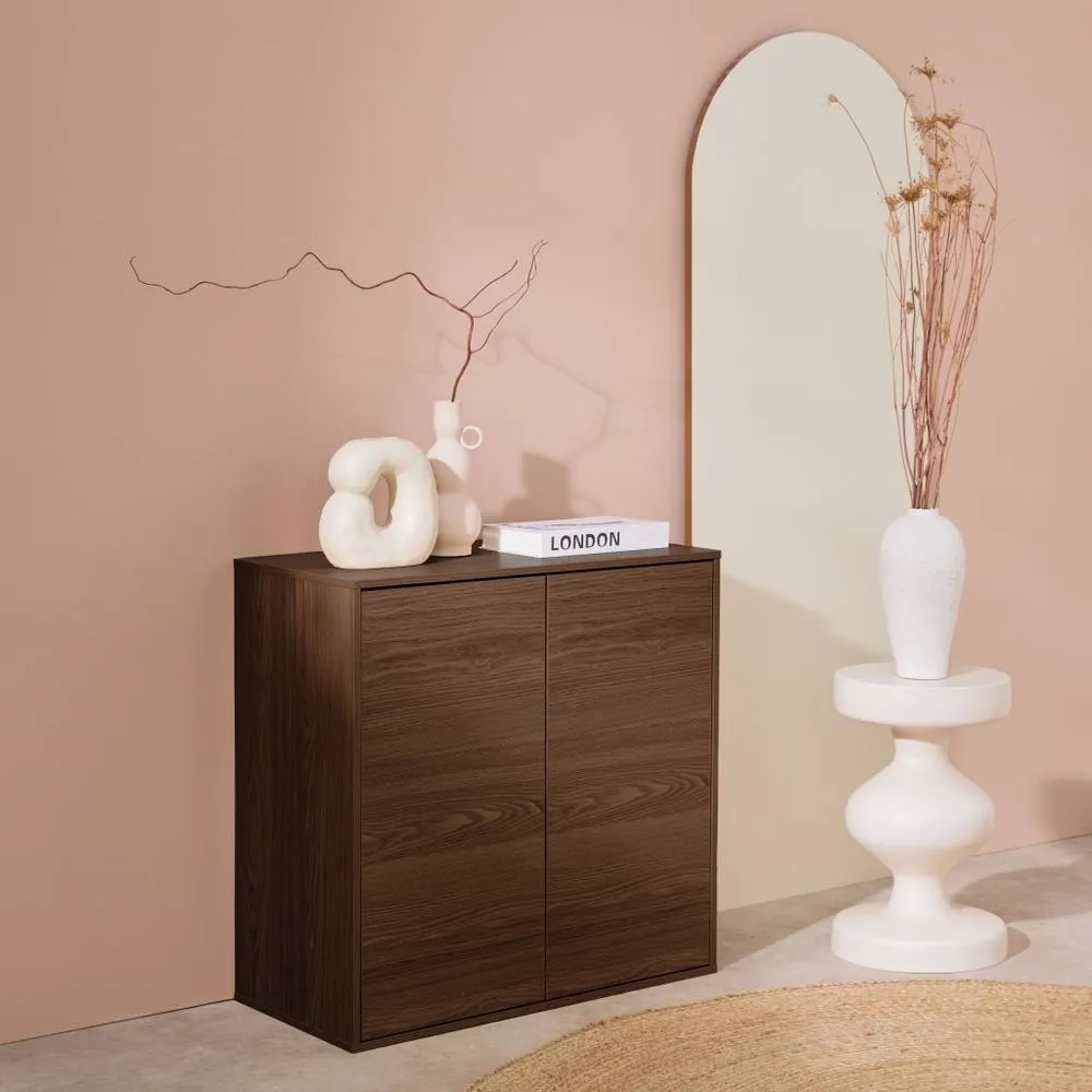 sweeek Wood effect storage unit, 2 doors, 70cm in Dark Brown 1