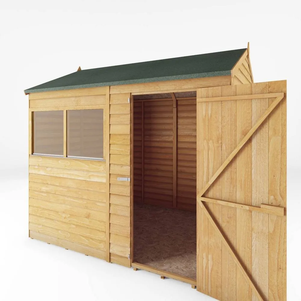 Mercia 8 x 6 Feet Overlap Reverse Apex Shed - L190.5 x W241.4 x H221.8 cm in Brown 5