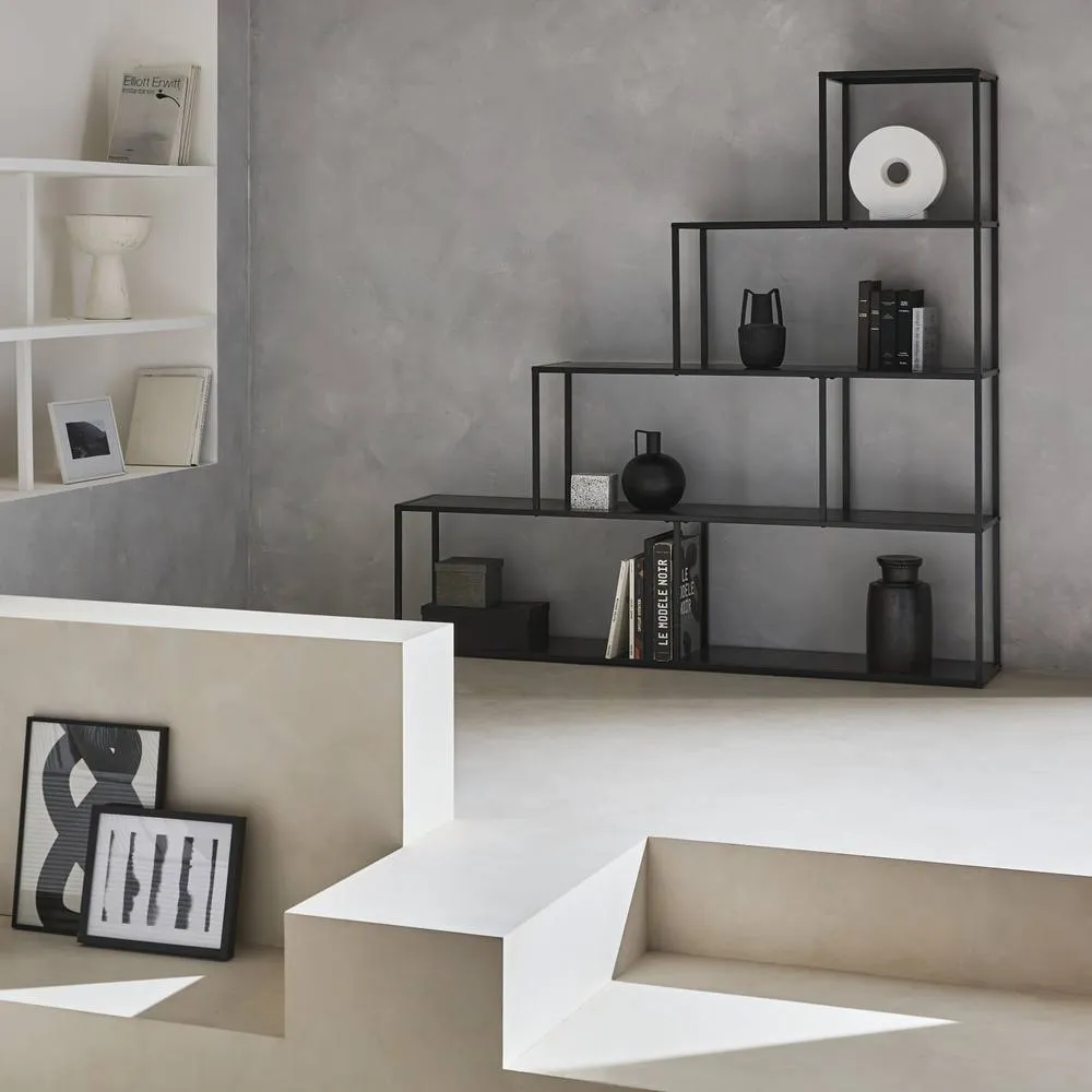sweeek 4-shelf Industrial Bookshelf In Black Metal 6