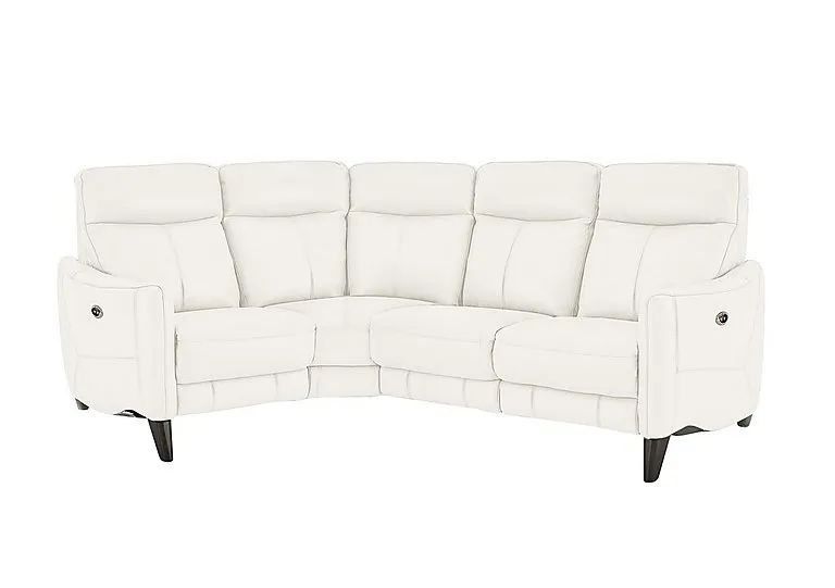 Compact Collection Petit Leather Left Hand Facing Corner Sofa - BV Star White