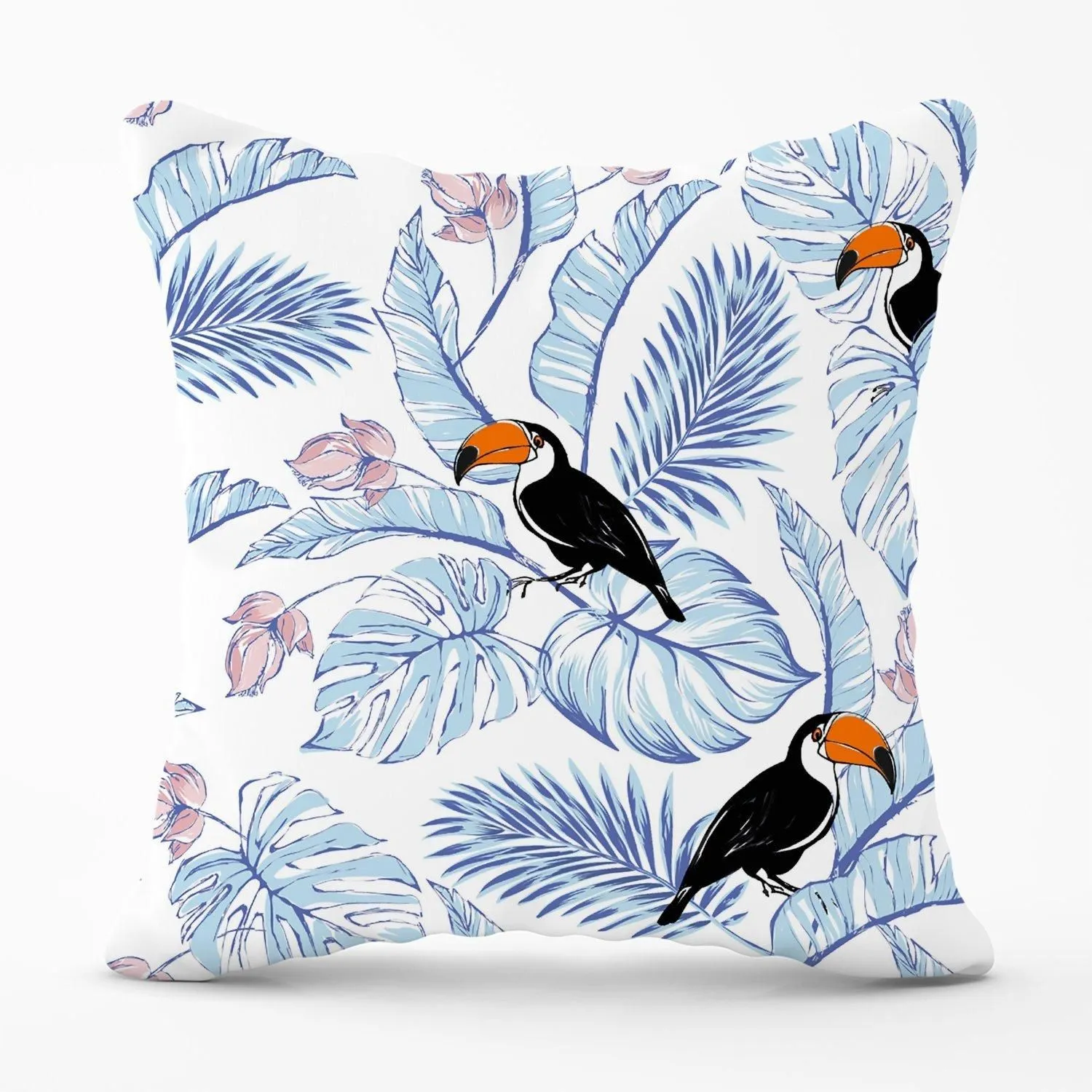 Warren Reed - Designer Tropical Toucan Outdoor Cushion in Blue
