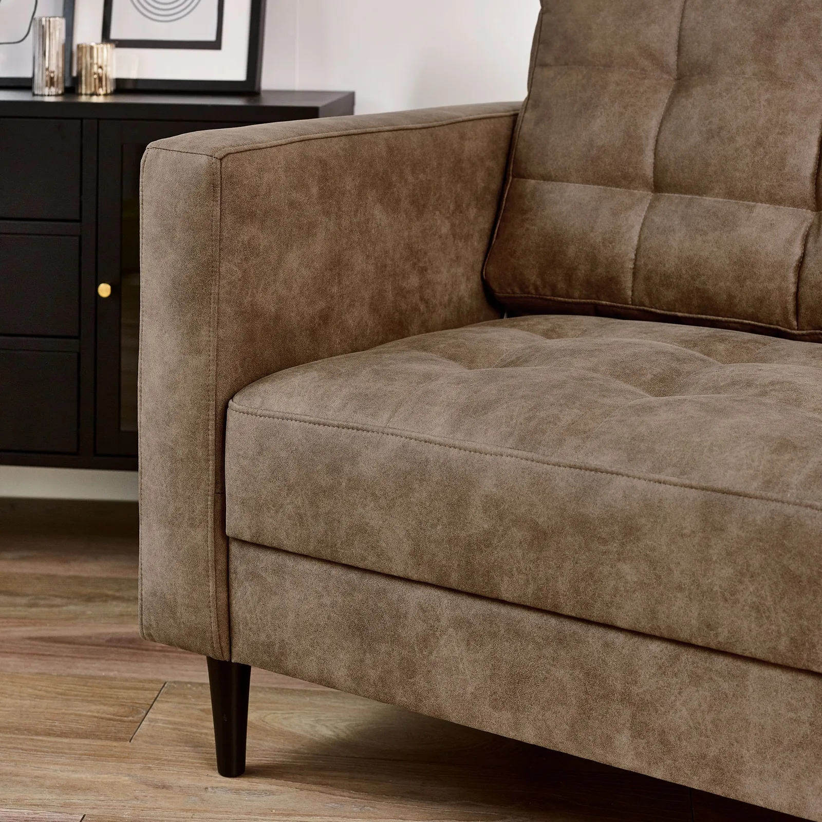 FurnitureboxUK Jade Brown Faux Leather 3 Seater Sofa 5