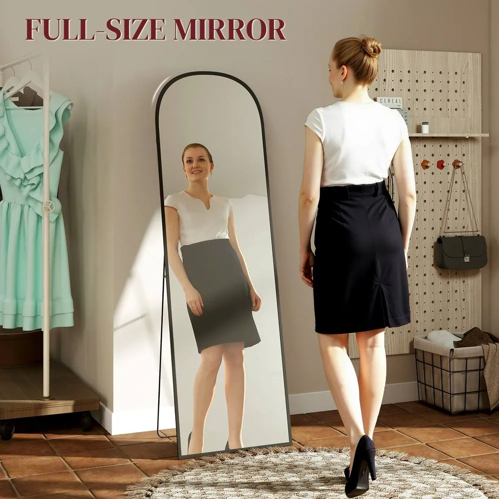 HOMCOM Full Length Mirror with Aluminium Alloy Frame Hanging or Leaning in Black 4