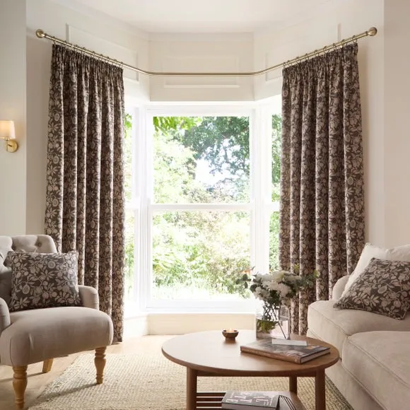 Vintage Pod Linen Print Pencil Pleat Curtains 2