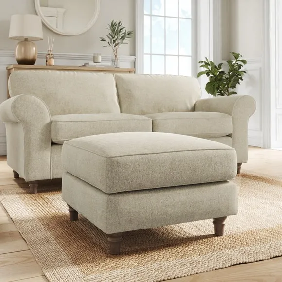 Flori Soft Chenille Footstool 1