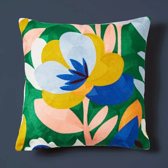 Elements Fieldsley Floral Crewel Square Cushion 3