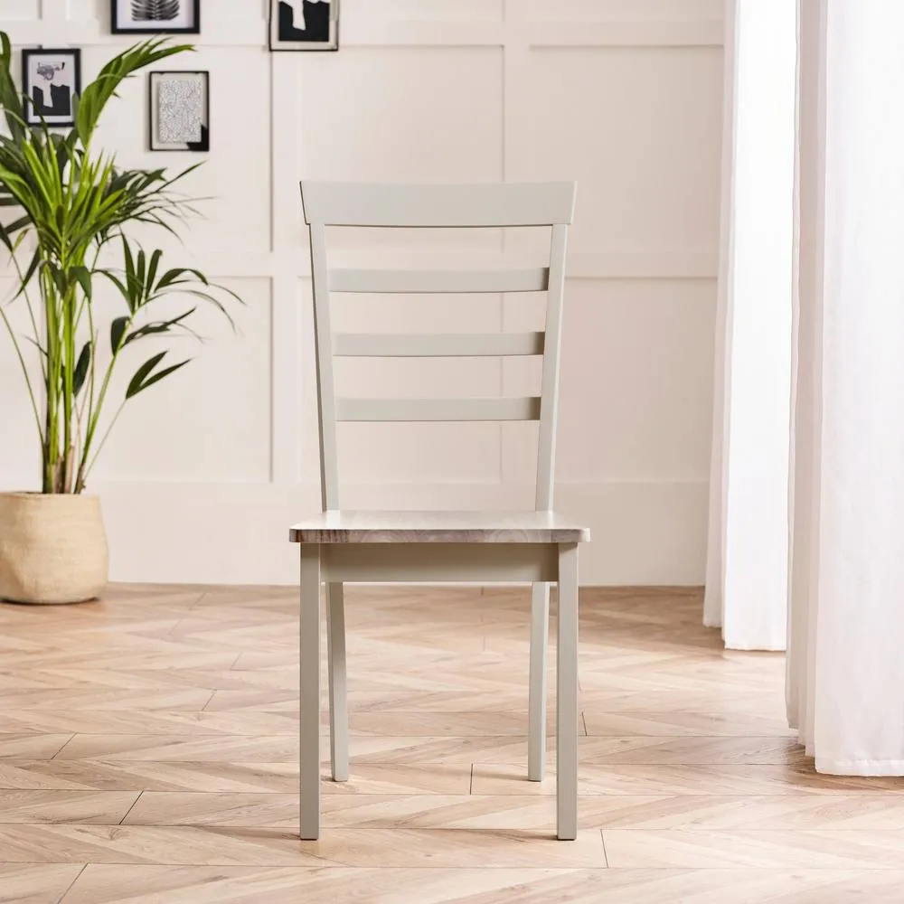 FurnitureboxUK 2x Whitby Whitewashed & Grey Solid Wood Dining Chairs in White 3