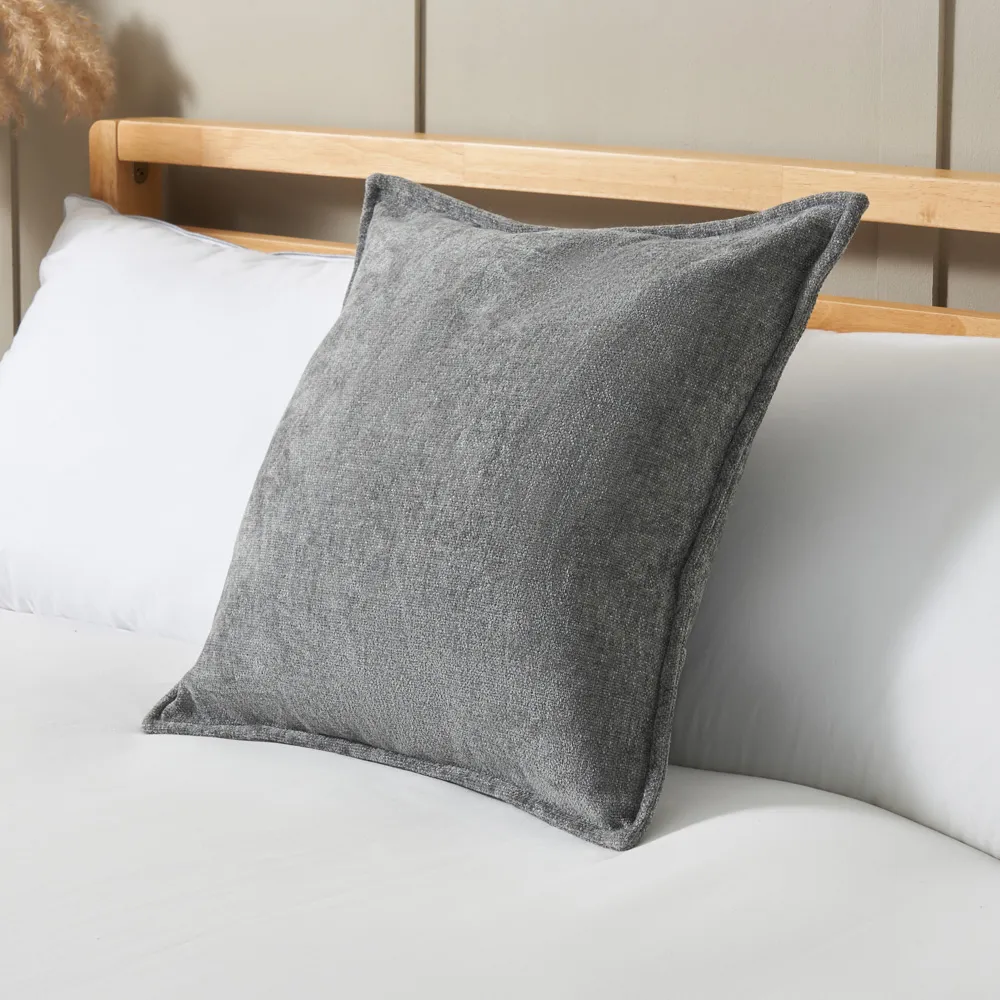 Oxford Chenille Cushion, Grey 1