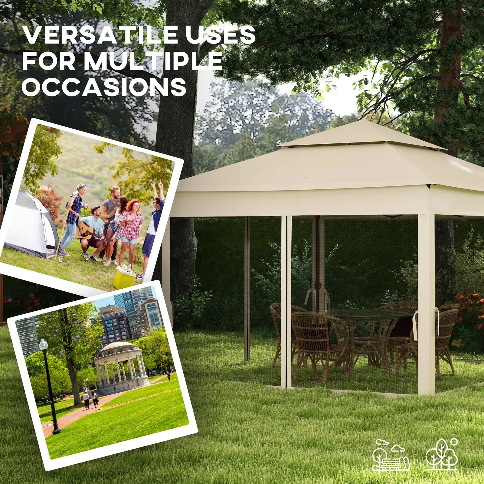 OUTSUNNY Garden Folding Tent Heavy Duty Pop Up Gazebo for Party in Cream 4