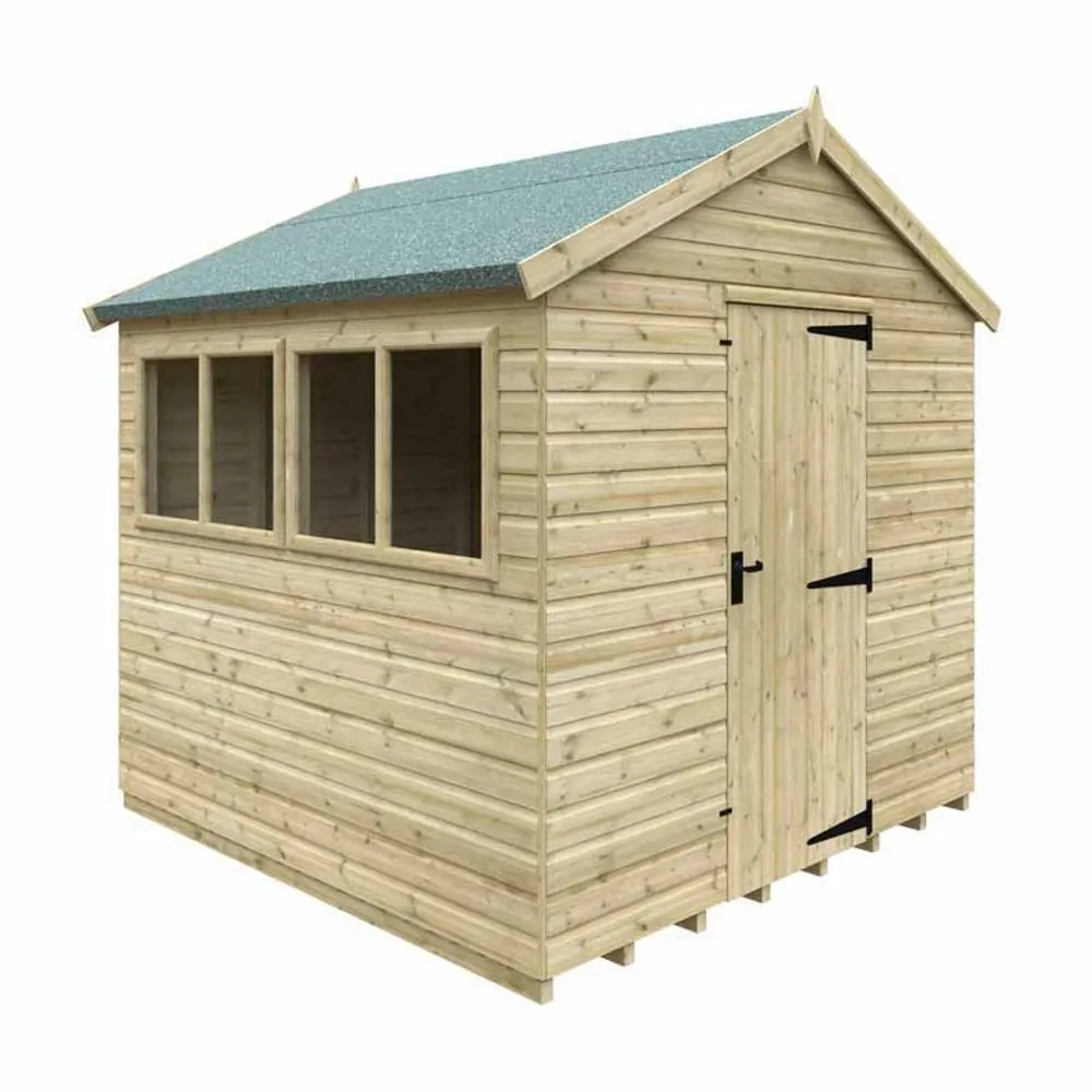 Buttercup Farm 8 x 8 Feet Apex Premier 16mm Shed - Solid Wood/Softwood/Pine in Natural