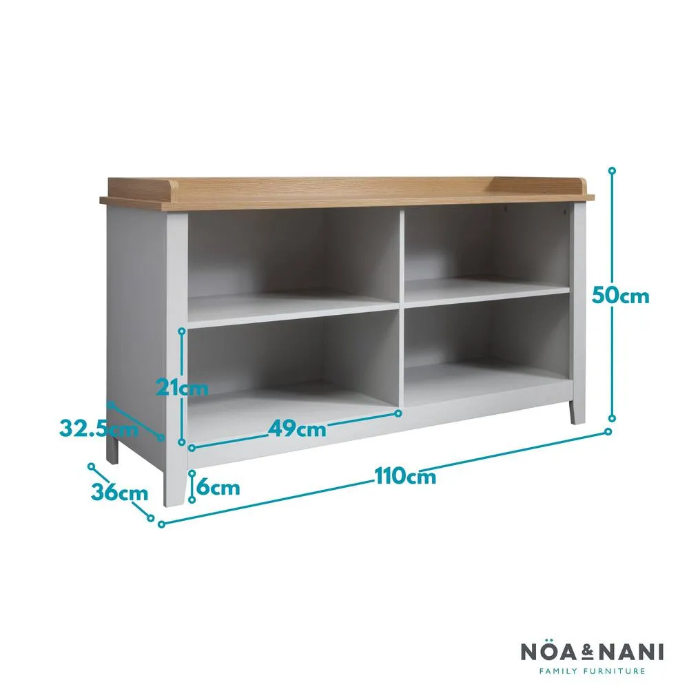 Nöa and Nani Halmstad Storage Bench in Grey and Natural Pine 4