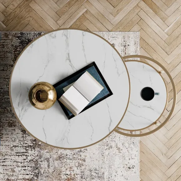 Sofia Faux Marble Nest of Coffee Tables 4