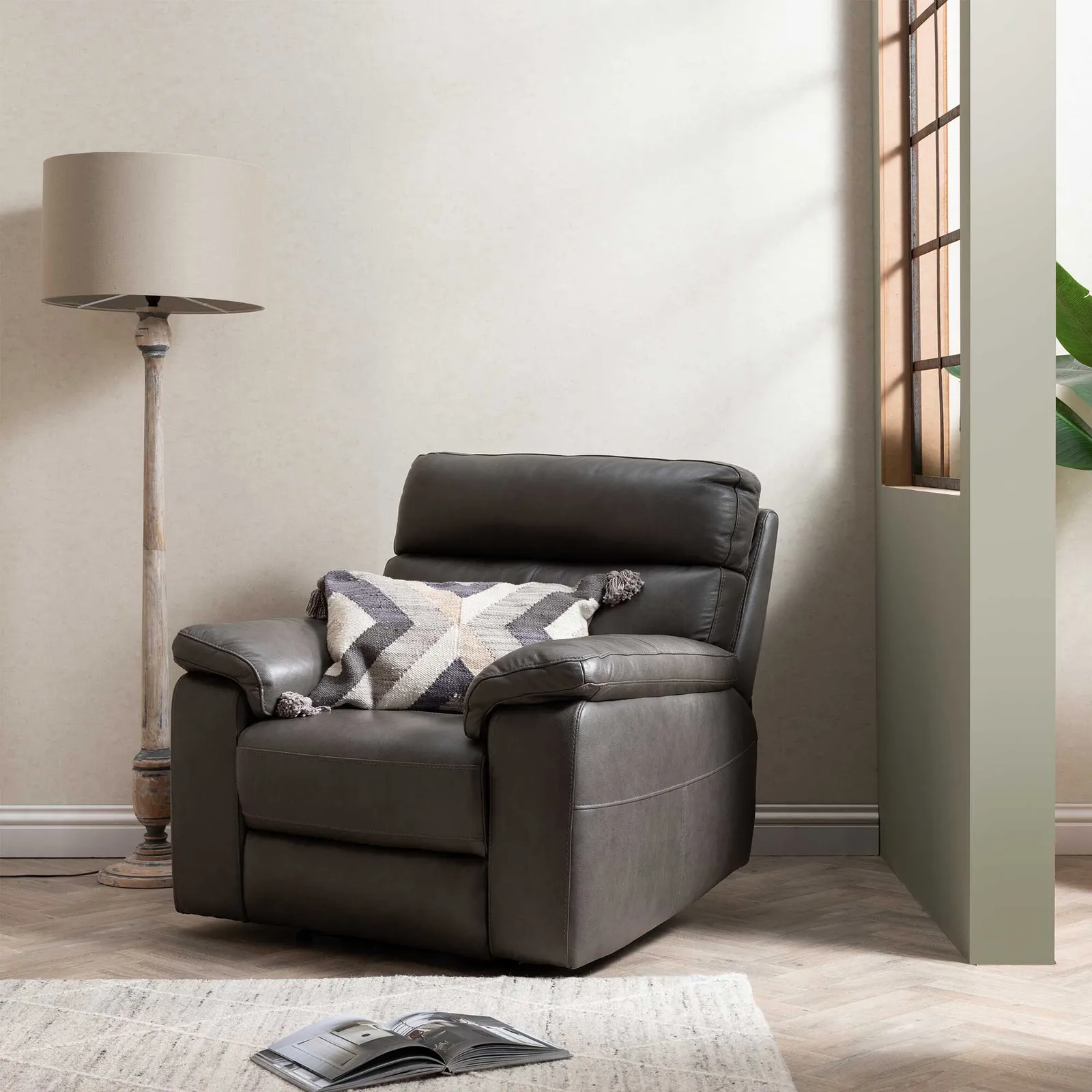 Clark Power Motion Armchair With Headrest, Grey | Barker & Stonehouse 2
