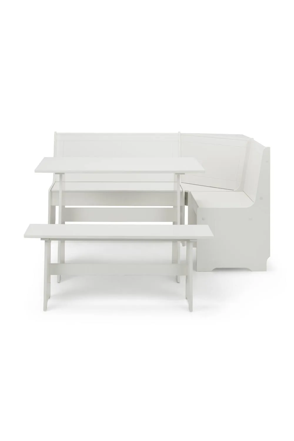 Julian Bowen Newport Corner 5 Seater Dining Set with Storage Bench in White 5