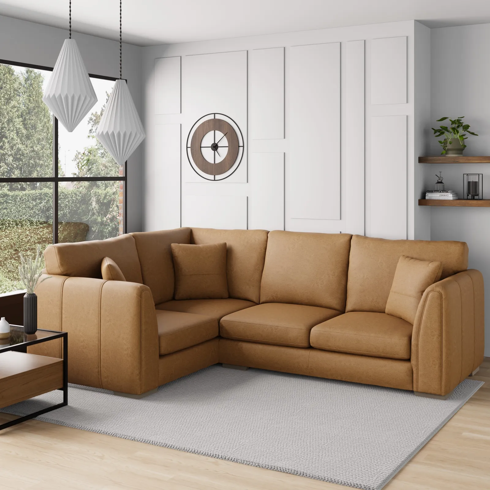 Austin Faux Leather Corner Sofa Brown