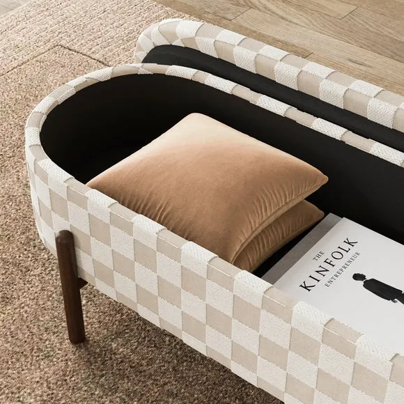 Marley Checkerboard Chenille Storage Ottoman 3