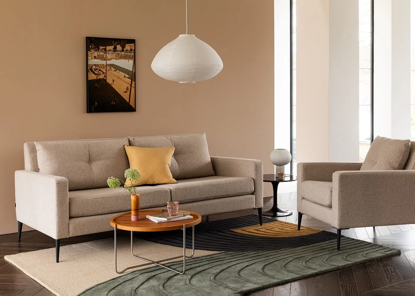 Heal's Brunel 4 Str Sofa Tassuta Oatmeal Black Feet 2