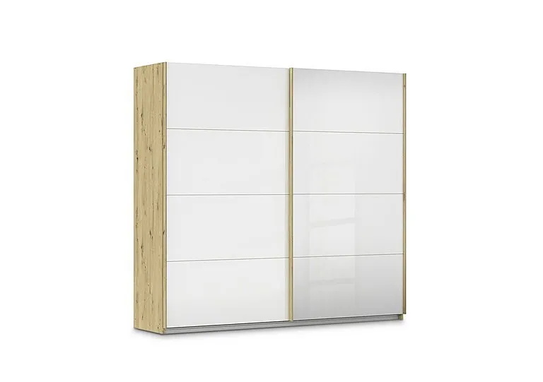 Freja 226cm 2 Door Sliding Glass Wardrobe With Mirror Door