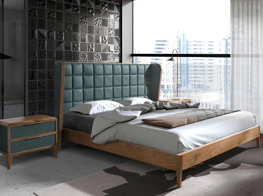 Angel Cerda Dark Green Leatherette Double Bed 3
