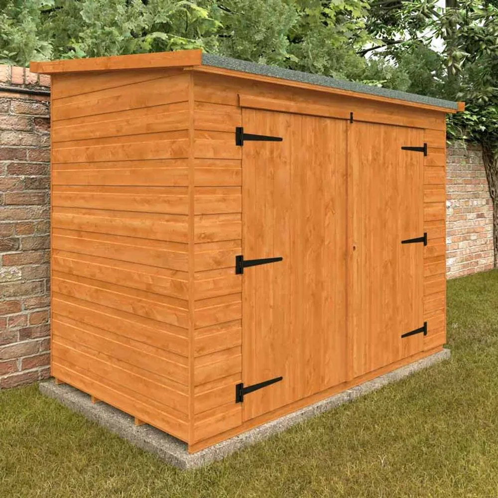 Buttercup Farm 7 x 4 Feet Pent Compact 12mm Shed - Solid Wood/Softwood/Pine in Burnt Orange 2