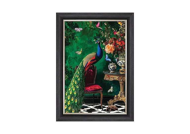 Stately Home Peacock Framed Picture