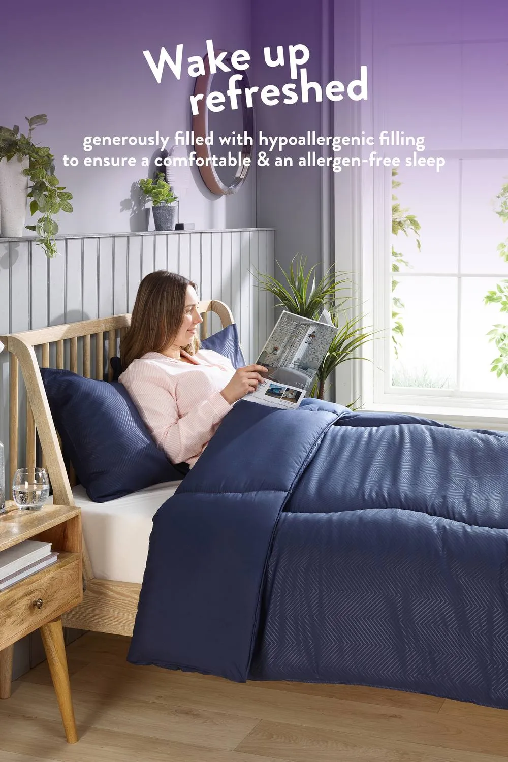 Snuggledown Coverless Embossed Herringbone 10.5 Tog Duvet, Navy 5