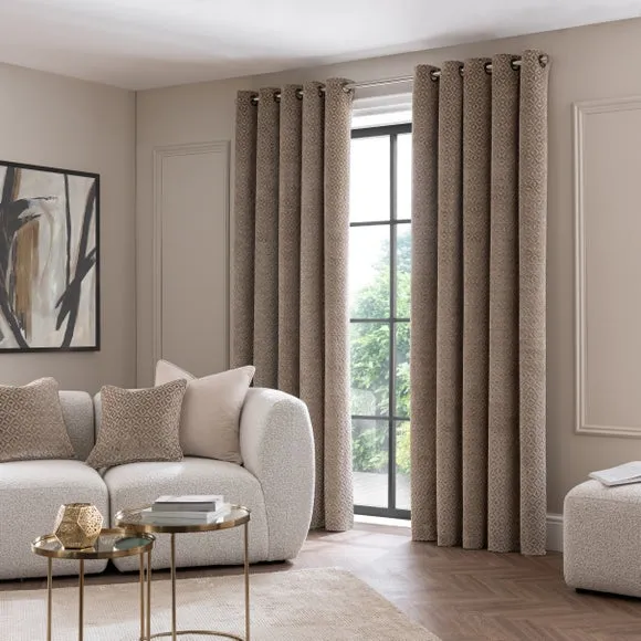 Diamond Geometric Velvet Eyelet Curtains 2