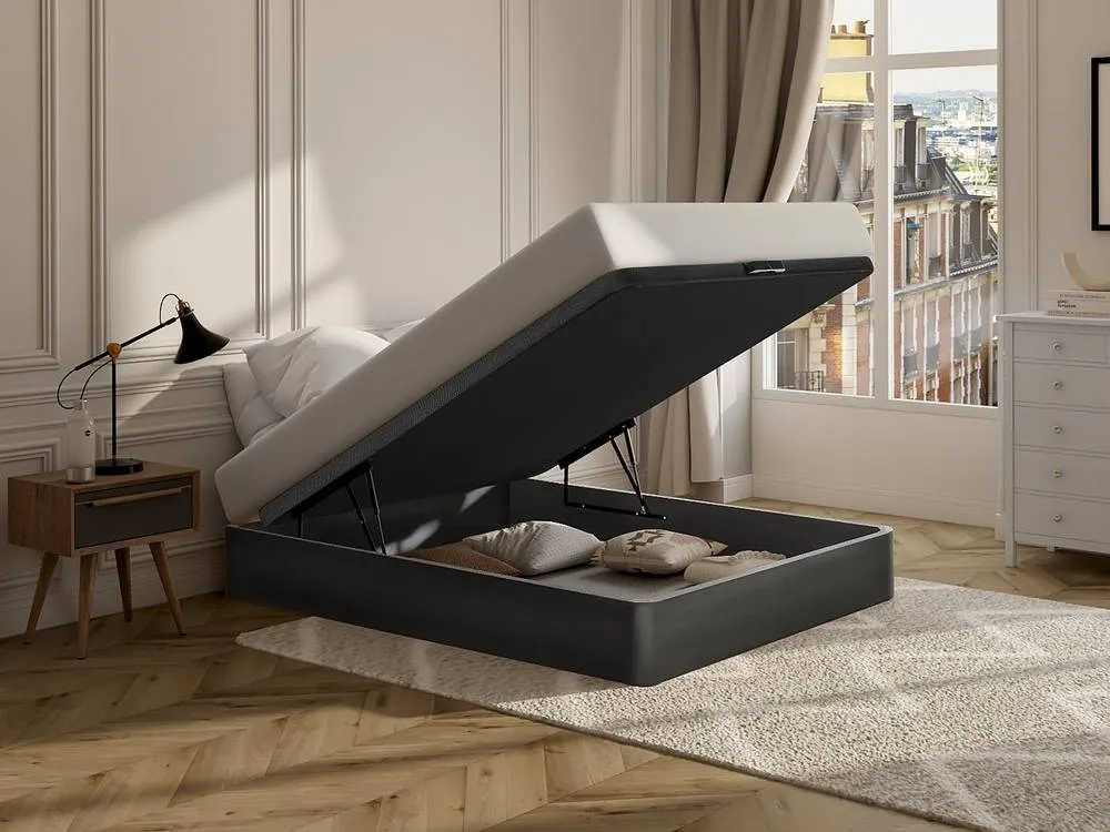 Vente-unique Ottoman Storage Bed Base - 140 X 190 Cm - Matt Black - HESTIA By YSMÉE 3