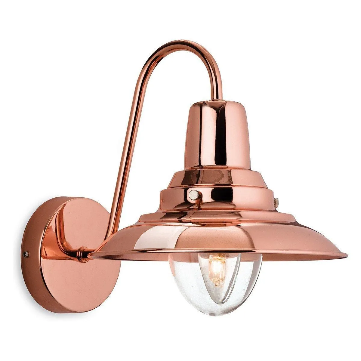 Netlighting Fisherman 1 Light Indoor Dome Wall Light Copper Clear Glass E14 in Brown