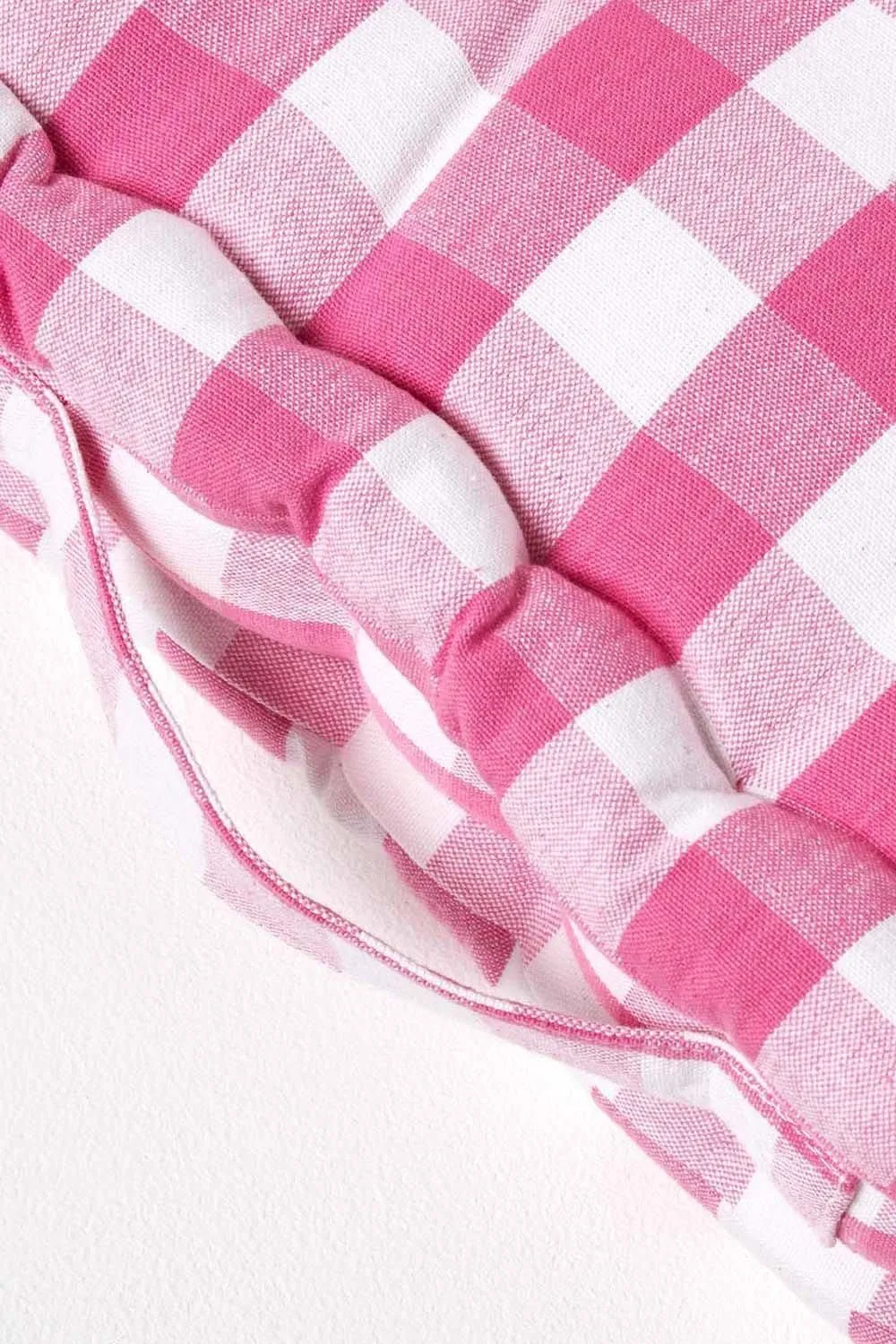 Homescapes Block Check Cotton Gingham Floor Cushion in Pink 4