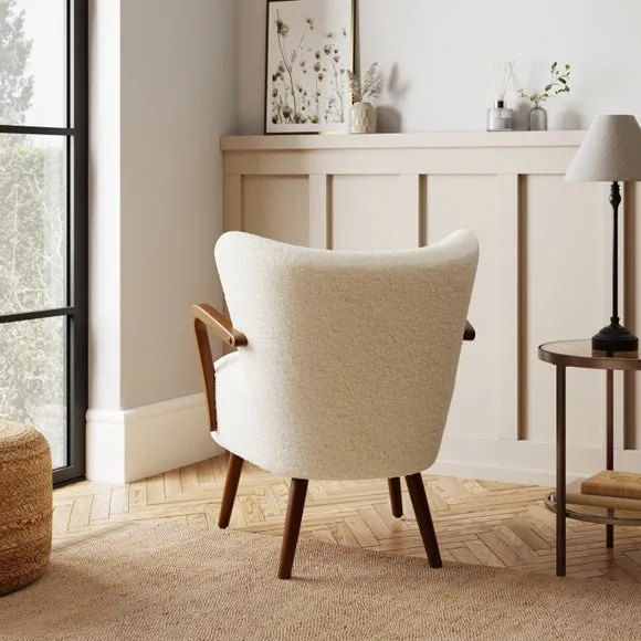 Eliza Ivory Borg Wooden Arm Cocktail Chair 2