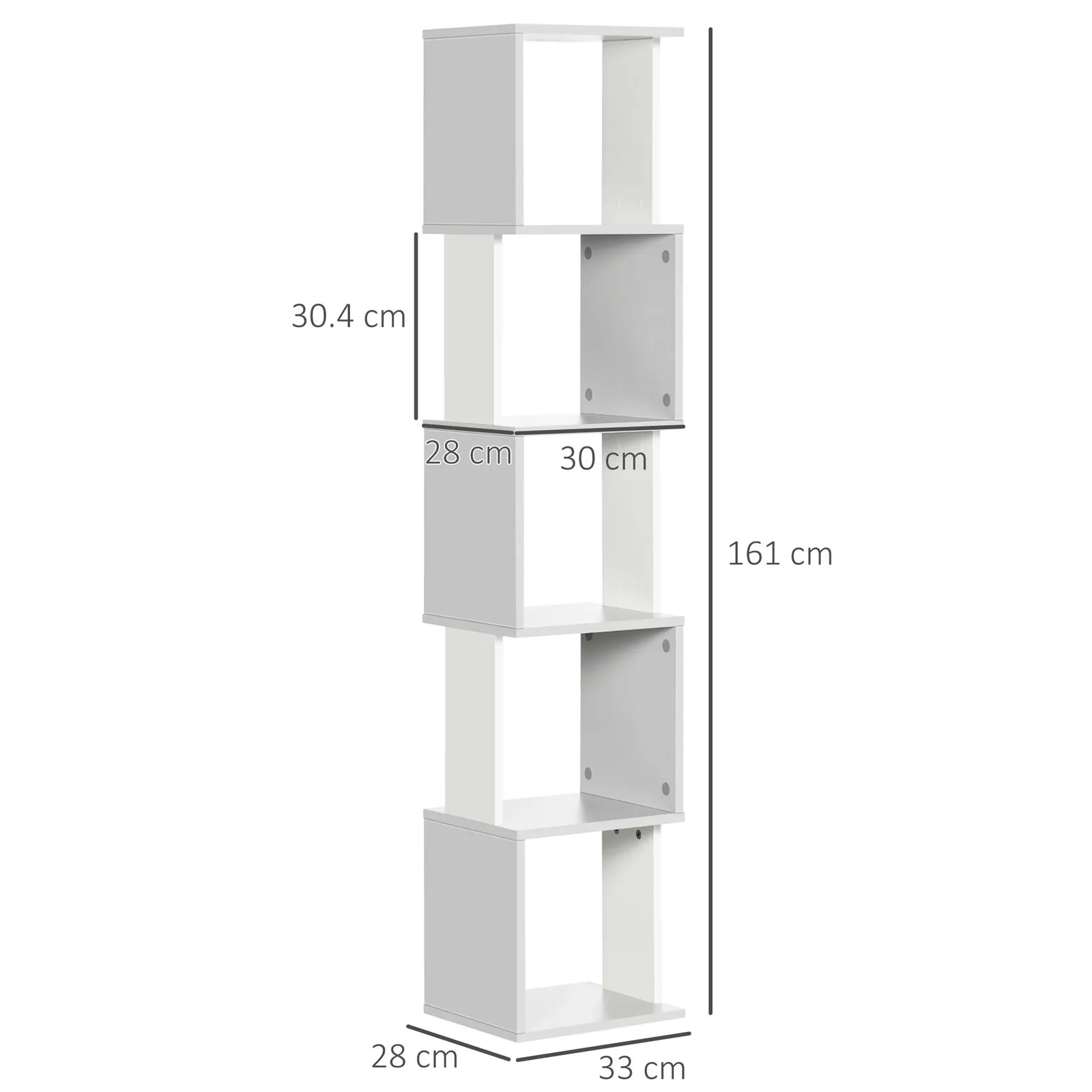 HOMCOM 5-Tier Bookshelf Freestanding Bookcase Storage Shelves Study in Light Grey 3