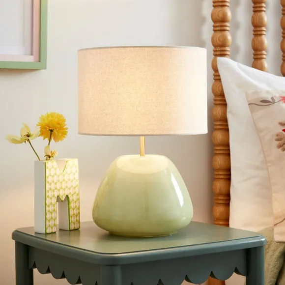 Pebble Milky Glass Table Lamp