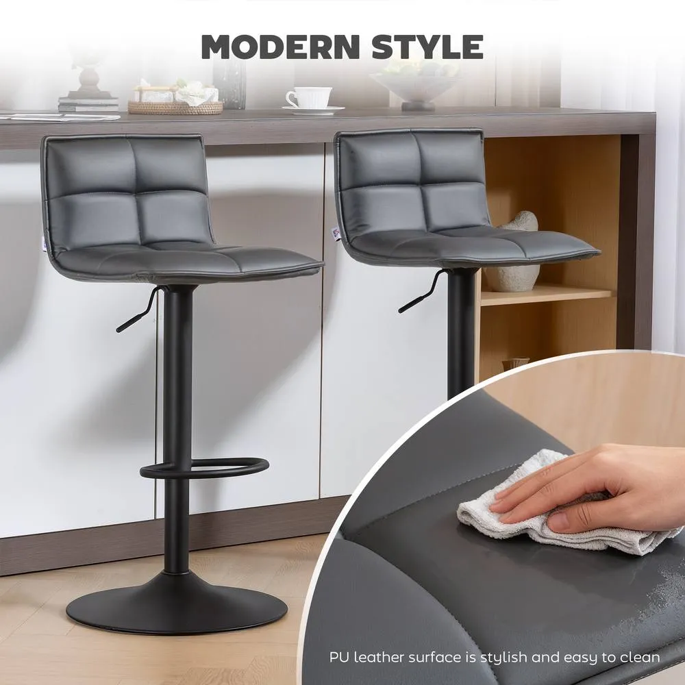 HOMCOM Bar Stools Set of 2 Swivel Height Adjustable Barstools in Dark Grey 4