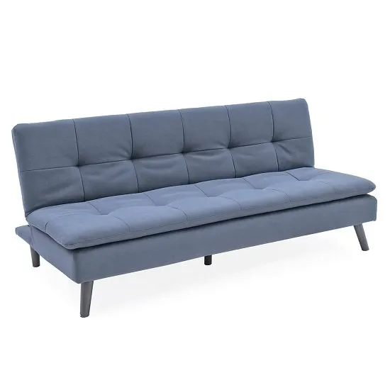 Castello Modern Fabric Sofa Bed In Blue With Wooden Legs
