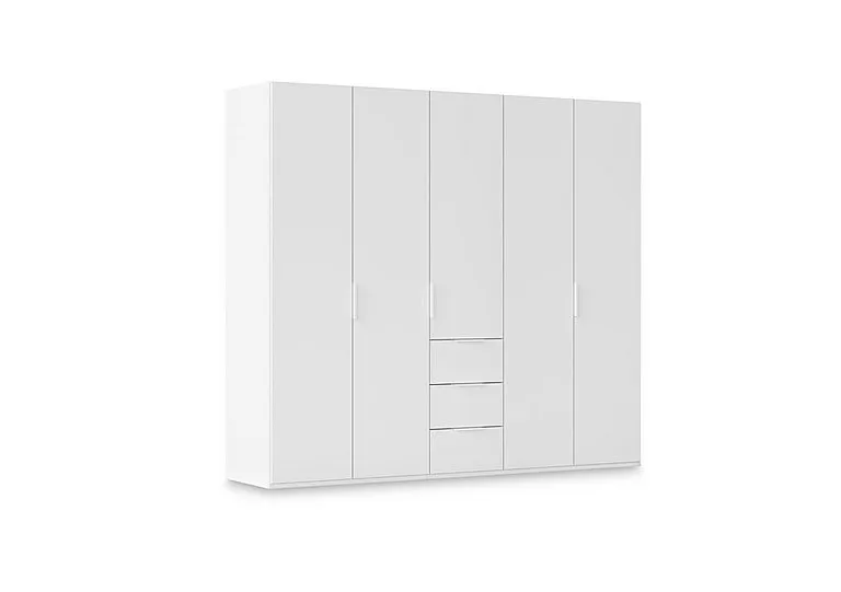 Haven 251cm 5 Door Combi Wardrobe with Décor Doors - Alpine White