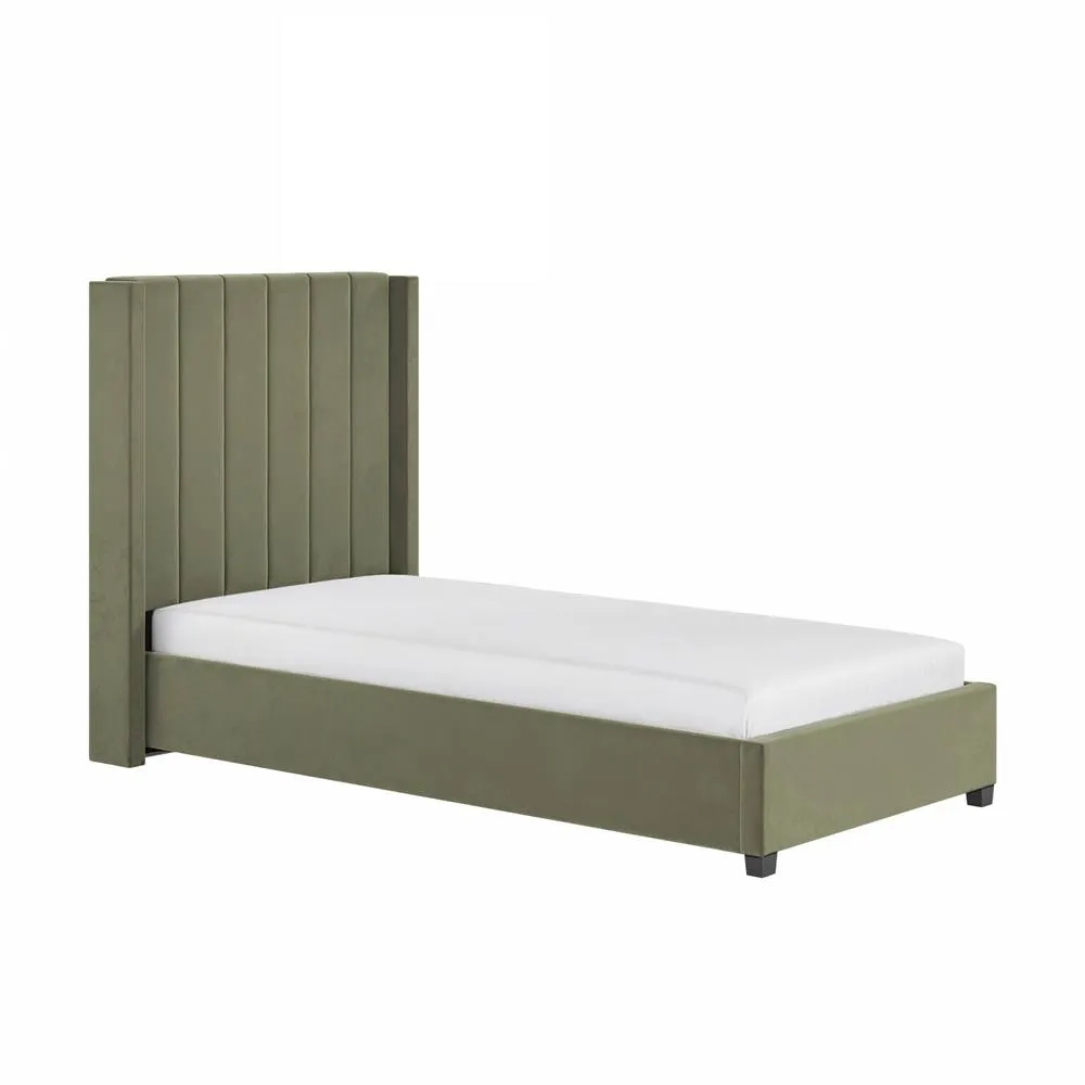 Flair Tiggy Single Ottoman Bed Velvet in Green 4