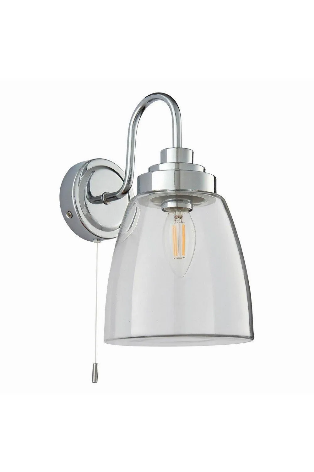Netlighting Ashbury LED 1 Light Bathroom Wall Glass Chrome Plate IP44 LED E14 in Grey 5