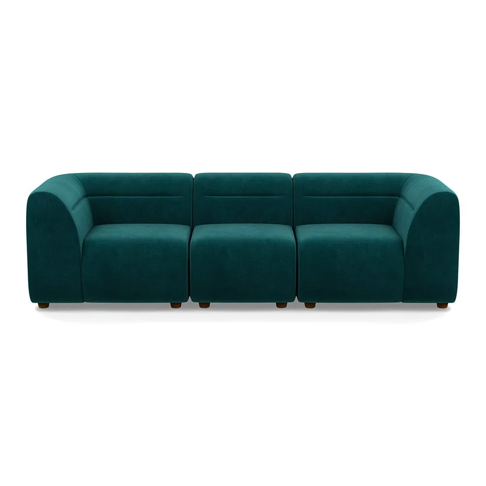 Heal's Lilli 3 Seater Sofa Smart Luxe Velvet Ocean Natural Beech Feet 1