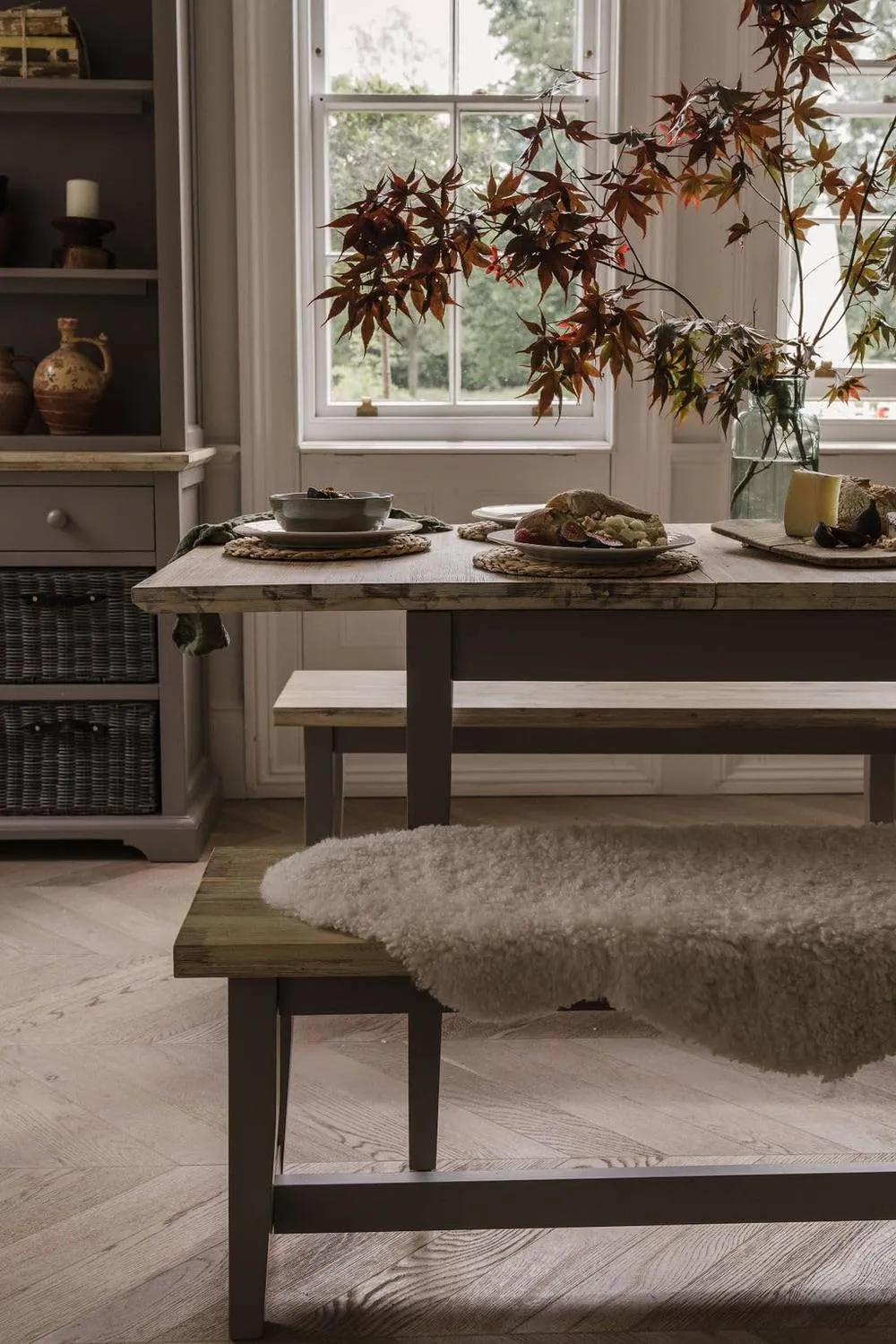 Statement Furniture Florence Solid Acacia Hardwood Dining Bench 140cm in Light Grey 2
