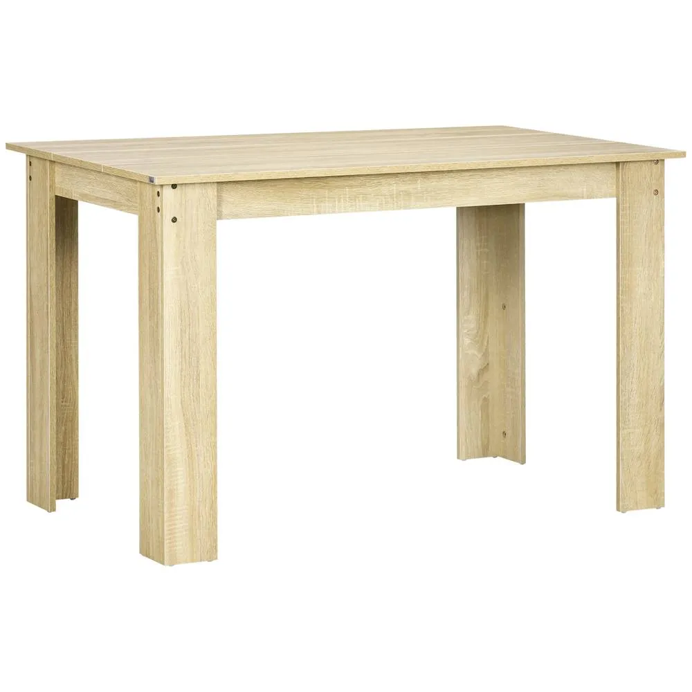 HOMCOM Dining Table for 4-6 People, Wood Effect Tabletop in Light Oak 2