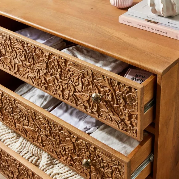 Jules Hand Carved 3 Drawer Chest 4