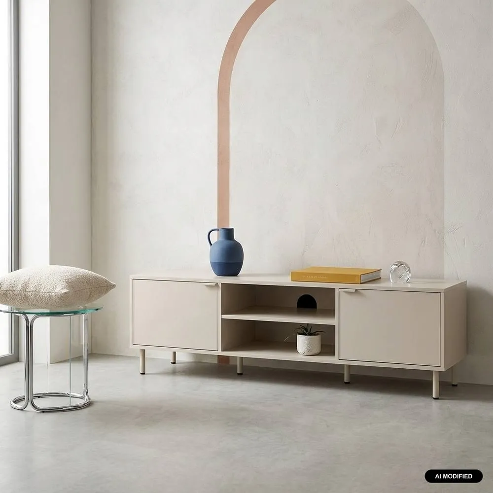 sweeek TV stand 160cm wood decor & metal in Beige
