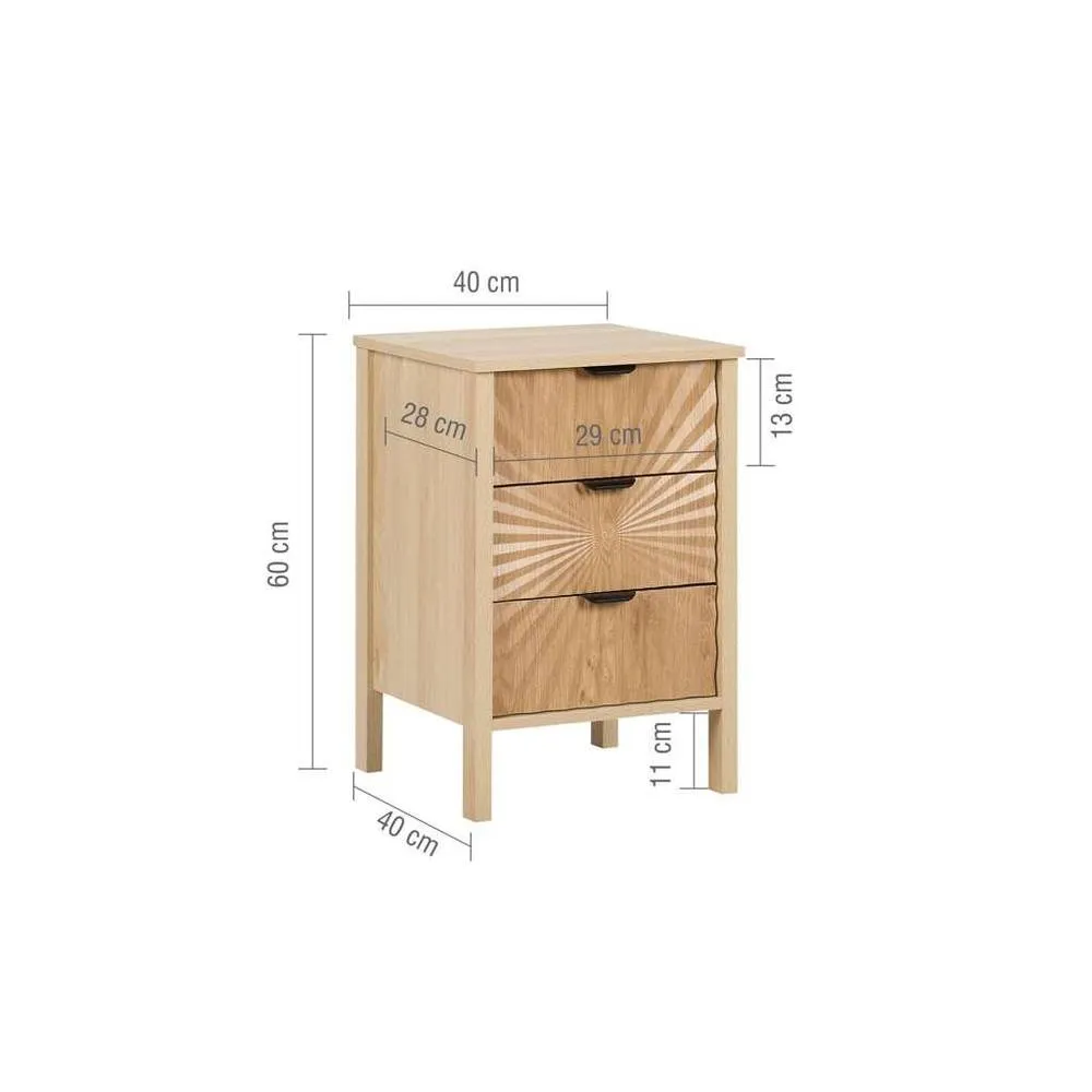 Birlea Pair Of Solstice 3 Drawer Bedside Cabinet Chest Table Light Oak in Brown 6