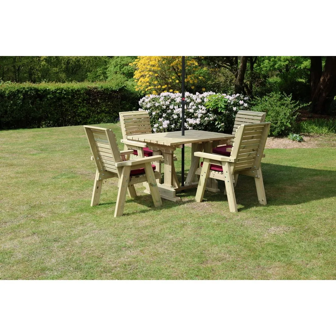 Churnet Valley Garden Furniture Ltd Ergo 4 Chair Dining Set - Min. Assembly Required - Set of Cushions Inc in Brown