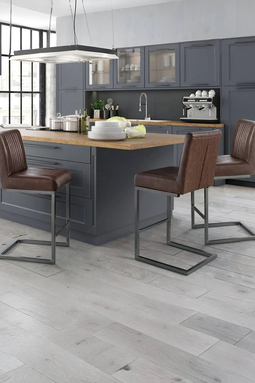 Julian Bowen Brooklyn Upholstered Bar Stool (Set of 2) in Brown 2