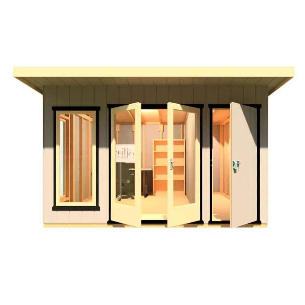 Shires Cali 12x12 ft Pent & Storage Garden Office - L456xW402xH246.1 cm in Light Brown 3